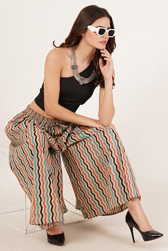 Image of COTLAND Fashions Jaipuri Cotton Printed Flared Palazzo Pants for Women