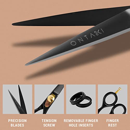 Ontaki 5.5" Professional Japanese Steel Beard Mustache Scissors Salon Shears - Hand Forged Barber Scissors For Men Precision - Trimming Scissors For Beards, Mustache, Bangs, Hair & Pets (Gold & Black) #TOP1