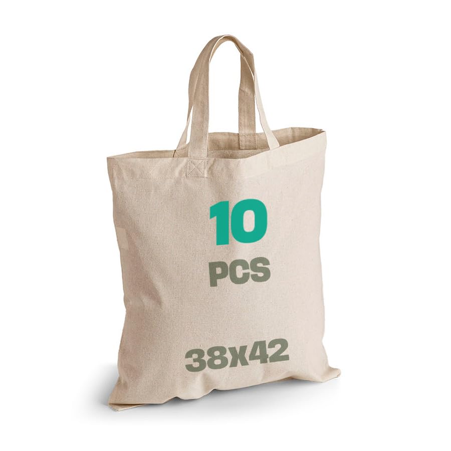 ✅ RESISTENZA - Con uno spessore del tessuto di 145 g/m², la borsa in cotone con manici corti offre una soluzione robusta e resistente, ideale per un uso a lungo termine come borsa della spesa riutilizzabile.