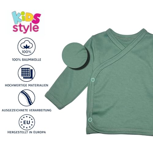 KIDS STYLE Baby Mädchen Wickelshirts Baumwolle Flügelhemden Wickelhemd, Bekleidungsgröße: 68, Farbe: Set 6 3er Pack Ecru Grün Rosa