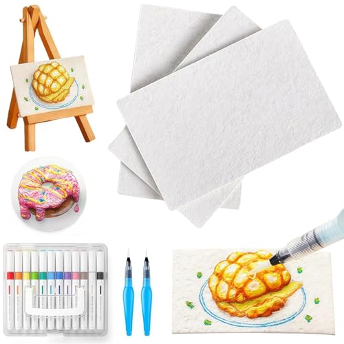 JIABAOZ Magic Puffy Paint, 3D Drawing Magic Canvas Sponge, Foam Texture Painting Paper, Puffy Popcorn Drawing Pens Colors for Kids Children Handmade DIY (Rectangle Set)