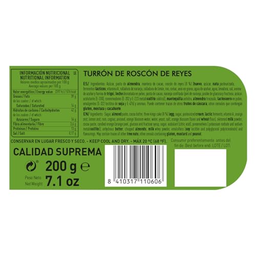 1880, Turrón mit Autoren-Schokolade Dreikönigskuchen, cremige Textur, höchste Qualität, edle Zutaten, authentischer Geschmack, der teuerste Turrón der Welt, 200 g