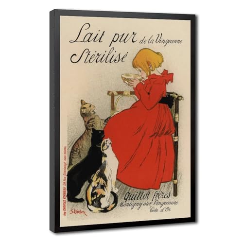 Affiche Lait Pur Steinlen : impression toile 50x75 cm pour décoration vintage de cuisine