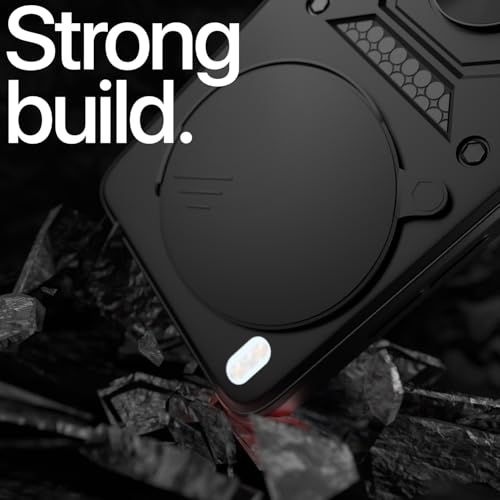 Image of Pikkme Back Cover for Vivo X300 5G | 360 Protection Case | Sliding Camera Shield Cover & Ring Holder Stand D10 Tough Armor Bumper Case (Black)