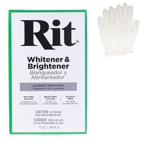 Polvo concentrado de tinte Rit multiusos con guantes de plástico para ropa, decoración y manualidades, blanqueador y abrillantador (paquete de 1)