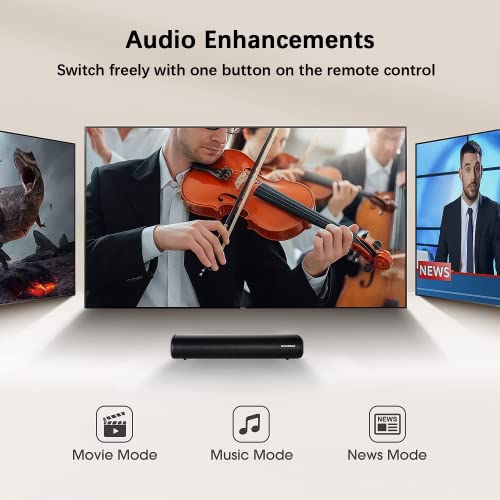 TKMARS Barra de Sonido para TV con Bluetooth 50cm Minibarra Subwoofer Incorporado Sonido de 2.0 Canales 3D Envolvente Altavoz Pequeño para PC Cine en Casa con Control Remoto/HDMI/óptico/RCA/AUX/USB - imagen 7