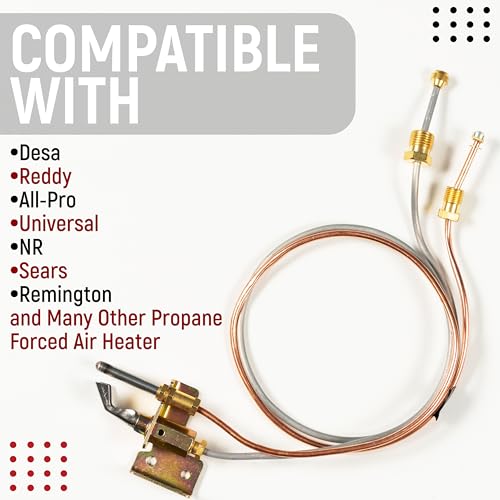 Image of Water Heater Pilot Assembly, 24'' Pilot Thermocouple for Gas Water Heaters, Fits Desa, NR, Sears, Remington, Reddy, All-Pro, Universal