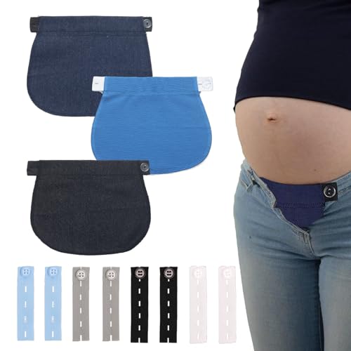 Cyberwork 11 Pezzi estensori per pantaloni premaman, Allarga Pantaloni regolabile in cotone, Prolunghe per la gravidanza con bottone, adatte per donne incinte per i loro jeans e capi premaman