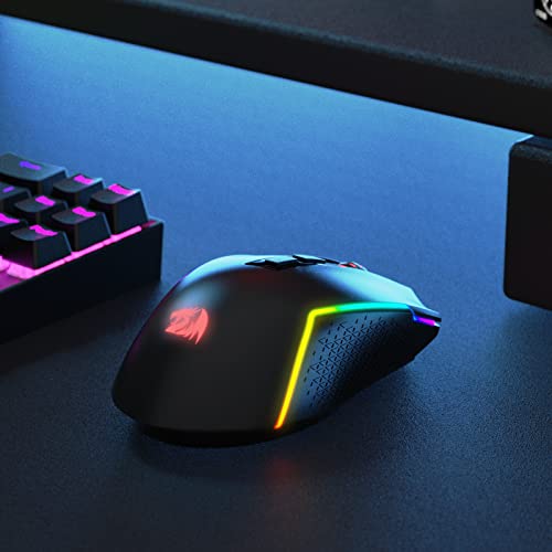 M693 - Mouse da gioco wireless, 8000 DPI con connessione 3 modalità, Bluetooth e wireless 2,4 G, 7 pulsanti macro, capacità di alimentazione durevole e retroilluminazione RGB per - Tastiera gaming - Immagine 7