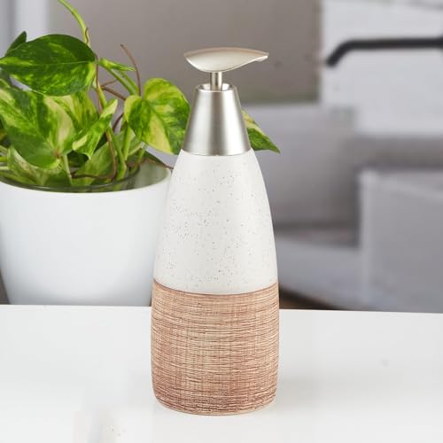 Image of SaSaSa Ceramic Soap Dispenser with Stylish Refillable Pump Bottle for Bathroom Handwash & Kitchen Wash Basin, Perfect for Hand Soap, Lotion and Shampoo, Multicolor, (Set of 1) (11362)