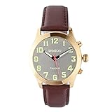 SHMIOU English Talking Watch Unisex Wrist Watch for The Elder Blind Visually Impaired Quartz with PU Leather Watchband