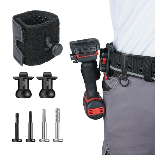 Image of MELOTOUGH Quick Release Drill Holster for Belt, Universal Impact Driver Holder with Grip Strap & Screws, Fits Most Cordless Power Drills