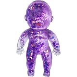 Glitter Doll Squishies Stress Ball, Squishy Babies Sensory Fidget for Stress Relief, Soft Cute Squeeze, Portable Desk Decor & Relaxing Gift for Adults (Purple)