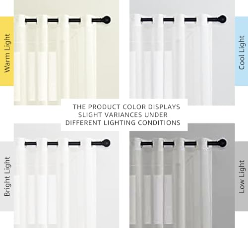 NICETOWN White Sheer Linen Curtains for Living Room 84 inch Length 2 Panels Set, Grommet Semi Sheer Privacy with Light Filtering Flax Window Treatments for Bedroom, W52 x L84