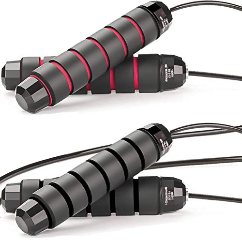 Skipping Rope, Ball Bearings Rapid speed jump rope,adjustable jump rope, weighted jump rope, Tangle-Free Rapid speed rope, Fitness skip rope, Workout Kids Men Women (2 Pack)