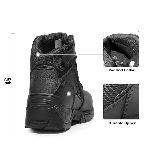Image of NORTIV 8 Mens Military Tactical Work Boots Side Zip | Outdoor Hiking Leather Motorcycle Combat Boots