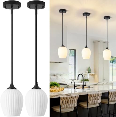 Black Pendant Lights Kitchen Island 2 Pack, 5.8