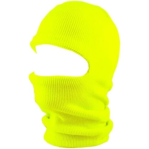 The Hat Depot Unisex Thick and Long Face Ski Mask [Made in USA], 2. Made in Usa - Neon Yellow, One size Cover