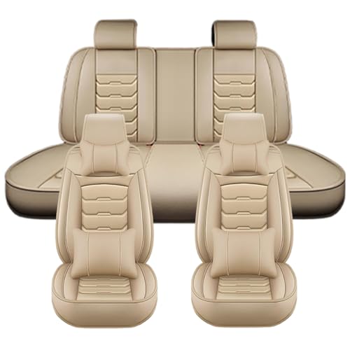 に適用 日産 スカイライン V37 令和元年.9~現行 車のシートカバー 安装便捷 防滑 四季通用 運転席・助手席・後部座席全保護 5 座対応 車 シートカバー 車 クッション 軽/普通車適用?(ベージュ,枕付き)