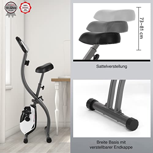 Ultrasport F-Bike Curved Heimtrainer Fahrrad Klappbar I Hometrainer Fahrrad Klappbar mit Komfort-Sattel I Ergometer Heimtrainer, Fitnessbikes, Trimmrad Heimtrainer Klappbar, Schwarz-Silber