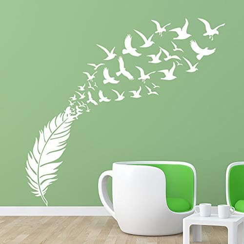 M ACHOOSE Wall Stickers Feathers and Birds Wall Decals Removable Vinyl Decor Wall Art for Living Room Bedroom Classroom Office Foyer Etc Decoration
