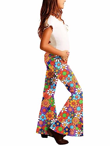 Image of Deerose Girls Halloween Hippie Bell Bottom Pants High Waist Flare Pants 5-14 Years