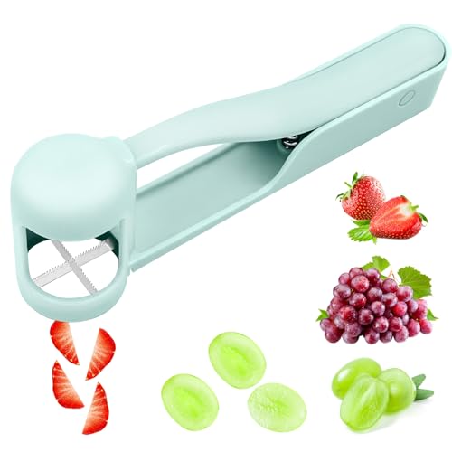 KIPTVO Grape Cutter, Grape Slicer Stainless Steel Strawberry Cutter Slicer Tomato Strawberry Slicer for Kitchen Vegetable Fruit Salad Cake Cutting Tools