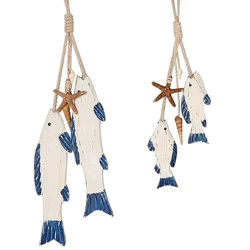 Soulnioi Ornamenti nautici da appendere in legno nautico ornamenti da appendere spiaggia costiera ornamenti da parete pesce per la casa decorazione nautica festa