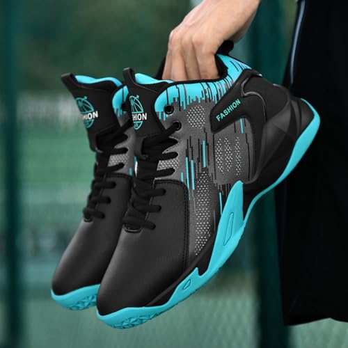 Men's Lace Up Breathable Leather Cushioning Basketball Shoes Fashion High-Top Non-Slip Sneakers Casual for Gym Sports Tennis Jogging Running Walking2