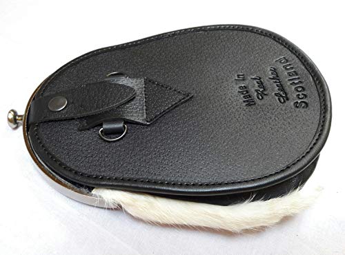 Scottish Kilt Original White Rabbit Fur Full Dress Sporran Antique Chrome Cantel4