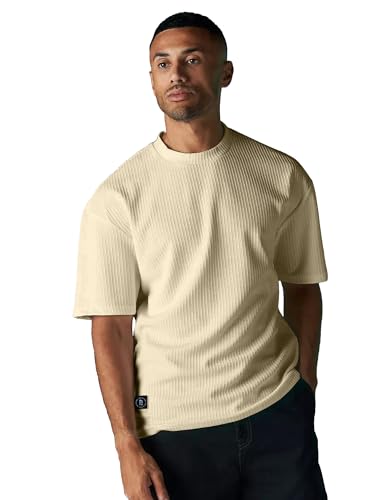 Image of Maniac || Mens || Solid || Round Neck || Half Sleeve || Seersucker || Cottonblend || Oversized || T-Shirt