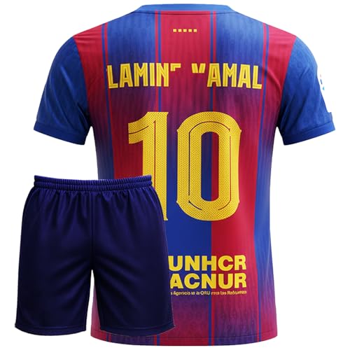 Generisch Fußball Trainingstrikot Kinder Nr.10 Fussball Trikot Shorts Socken Set Jungen (Blau 128)