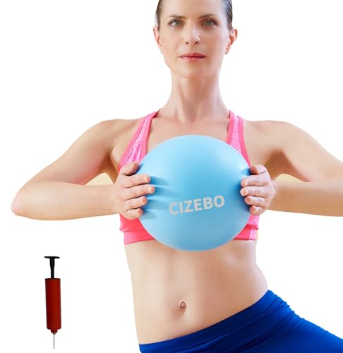 CIZEBO Pilates Ball 8 inch, Small Exercise Ball for Between Knees with Needle Pump for Core Workout & Physical Therapy Yoga PT, Blue