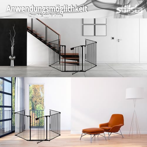 STILISTA Kaminschutzgitter 305 x 75 cm mit Tür, inklusive Montagematerial