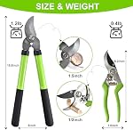 YIAD Garden Shears Set - 2PCS Pruning Shears & Secateur, Bypass Loppers for Tree Branch Pruning, Heavy Duty Garden Clippers for Flowers, Plants & Yard Trimming