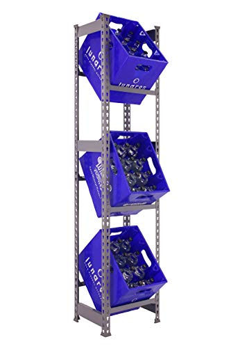 Preisvergleich Produktbild Simon Rack Getränkekistenregal für 3 Kisten, 1800x400x300 mm, Grau, Freistehendes Metallregal für Wasserkisten, Bierkisten oder Getränkekisten, Für Küche, Garage oder Keller