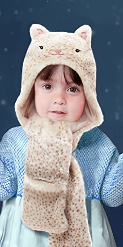 Gifts Treat Kids Girls Winter Animal Hat - 3 in 1 Multi-Functional Plush Novelty Hat, Scarf and Mittens2