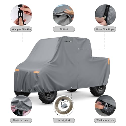 Image of Waterproof UTV Cover Compatible with Yamaha Viking 3 Seats | 6 Layers Outdoor Cover with Cotton Liner, Air Vents, Door Zipper and Windproof Buckles for Rain Snow Dust Protection