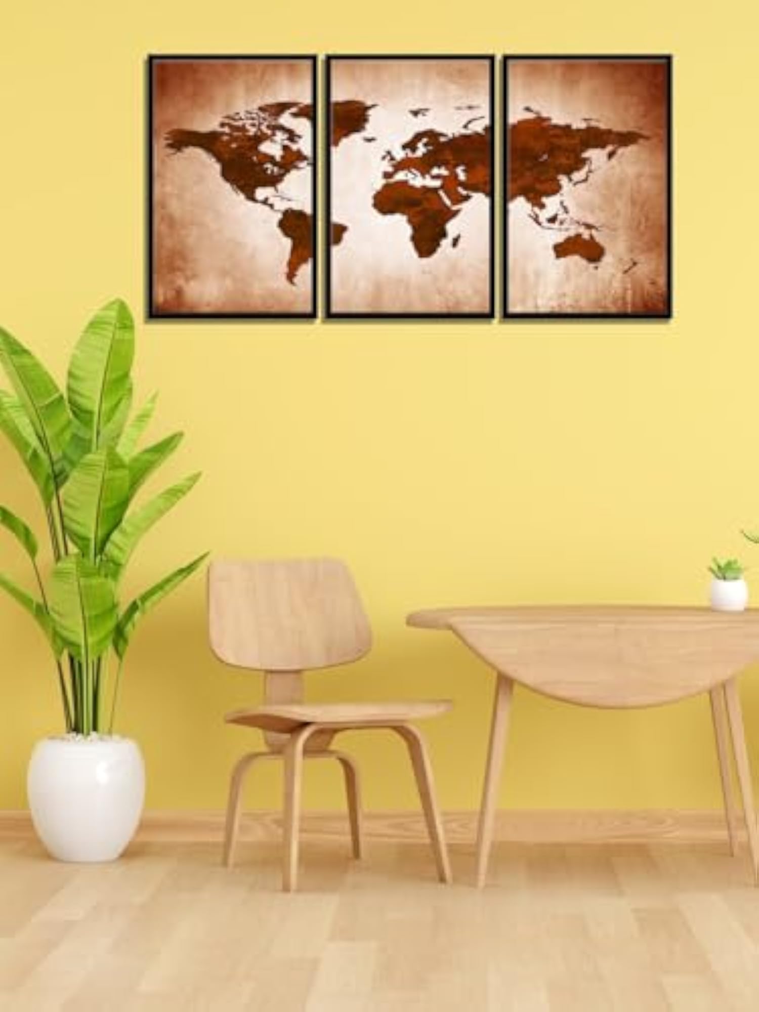 Floating Frame Wooden World Map Wall Decor