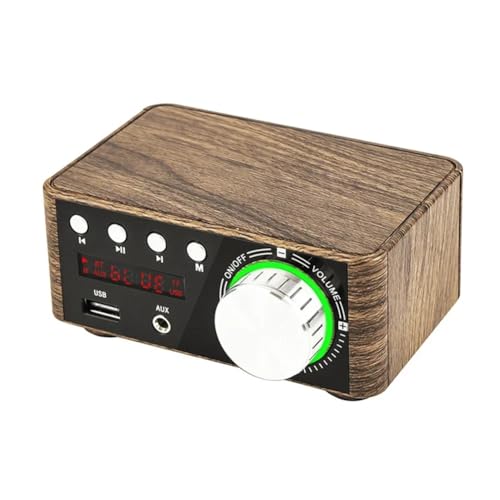 Vjsujehgy Amplificador de Potencia de Audio Digital Bluetooth 5.0 de 50 W + 50 W 100 W Clase D USB AUX TF Home Theater HiFi Stereo Wood