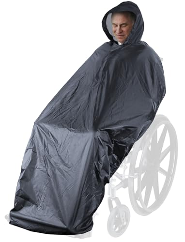 ANYOO Funda Impermeable para Poncho para Silla de ruedas, Poncho Ligero para Lluvia, Capa Protectora con Elásticos que Proporciona Protección seca para Sillas de ruedas, Gris, Talla única
