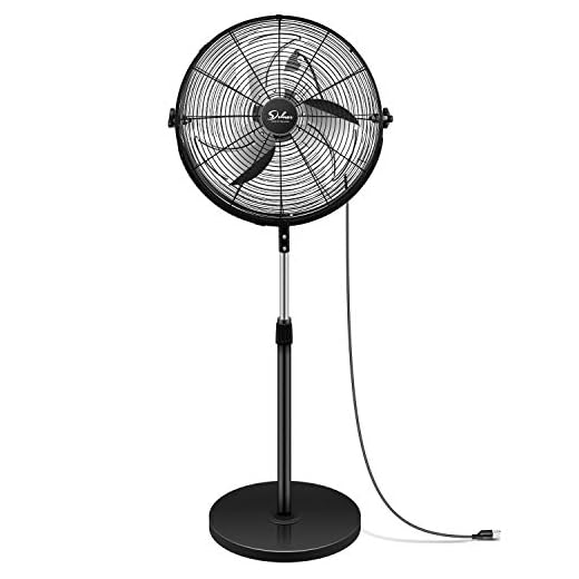 Simple Deluxe 18 Inch Pedestal Standing Fan, High Velocity, Heavy Duty Metal For Industrial, Commercial, Residential, Greenhouse Use, Black