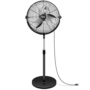18 Inch Pedestal Standing Fan, High Velocity, Heavy Duty Metal For Industrial, Commercial, Residential, Greenhouse Use, Black