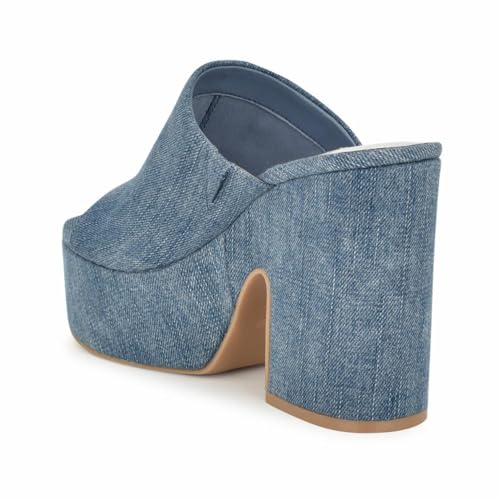 Nine West Women's Olley7 Wedge Sandal, Denim Blue 420, 7