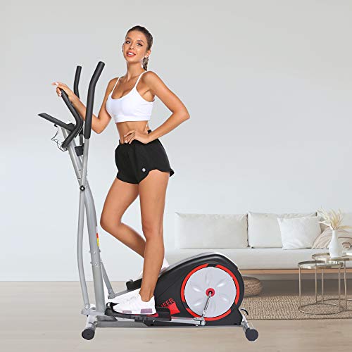 ncient Elliptical Machine Eliptical Exercise Machine for Home Use Elliptical Trainer Indoor Workout Fitness Machine Magnetic Smooth Quiet Driven Pulse Rate Grips (Black) - Thumbnail 6