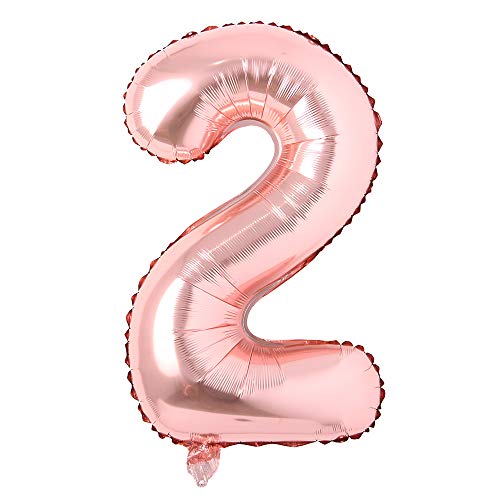 40 inch Letter Rose Gold Alphabet Number Balloon Foil Mylar Party Wedding Bachelorette Birthday Bridal Shower Graduation Anniversary Celebration Decoration fly with helium (40 INCH Rose Gold 2)