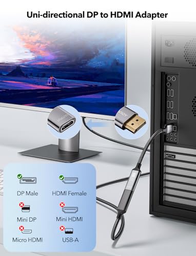 Adaptador DisplayPort a HDMI 2 Pack, 4K@30HZ DP macho a HDMI hembra miniatura 2