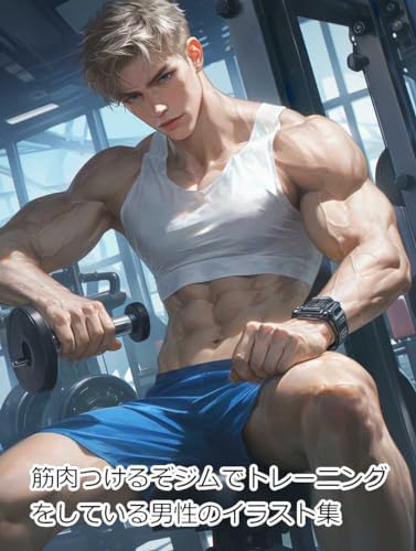 筋肉つけるぞジムでトレーニングをしている男性のイラスト集