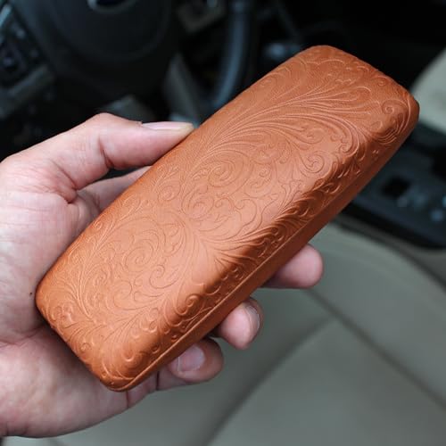 Image of Women's Hard Eyeglass Shell Case with Floral Embossing - Premium PU Leather Glasses Hard Shell Red Purple Black Brown