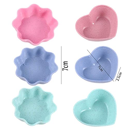 Mini Condiment Seasoning Dish Flower Heart Shape Sauce Bowl, Plates Tasting Dishes Dipping Bowls Food Sauce Dish Appetizer Plates (Pink, Heart Shape) #TOP1